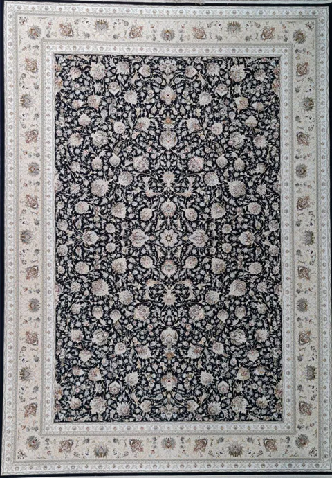 فرش 1500 شانه برجسته نقشه افشان کژال زمینه نقره ای