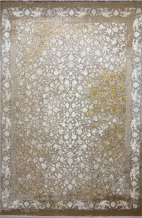 فرش ۱۲۰۰ شانه نقشه وینتیج آتیلا زمینه نسکافه ای