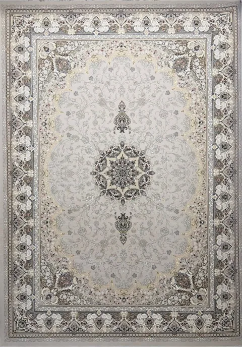 فرش ۱۲۰۰ شانه نقشه همتا زمینه نقره ای