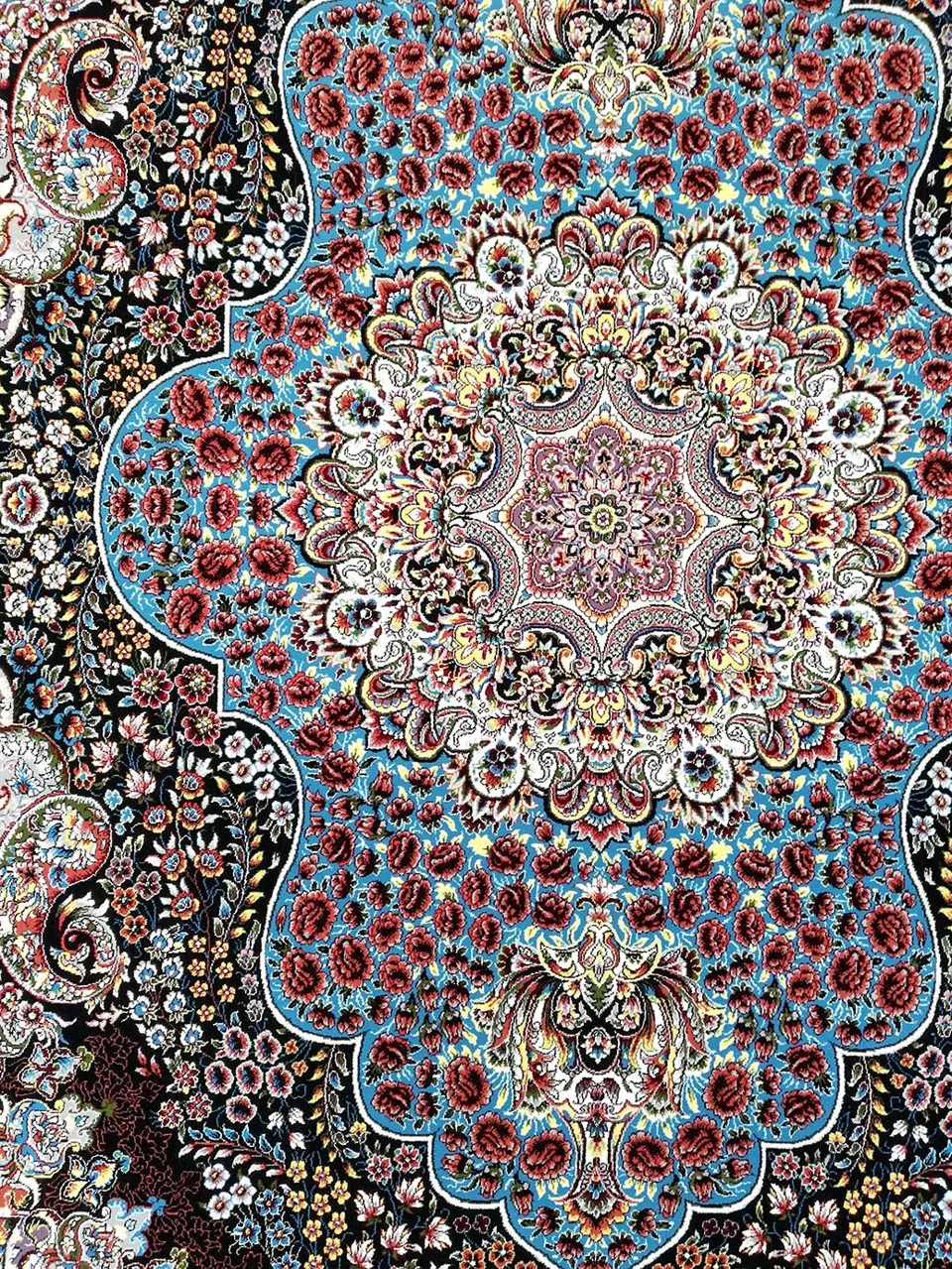 فرش ارکیده 700 شانه زمینه سرمه ای - آکریلیک