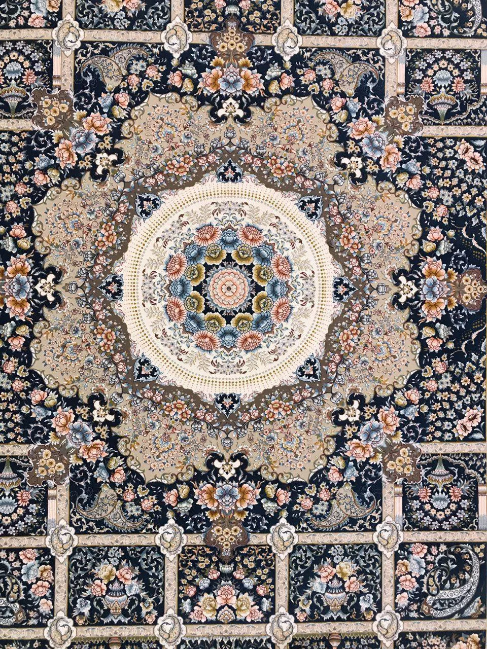 فرش 1200 شانه گل برجسته نقشه خانه رویایی زمینه کاربنی