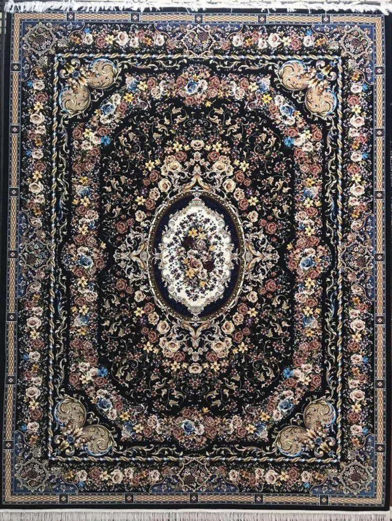 فرش 1000 شانه نقشه ونسا زمینه سرمه ای