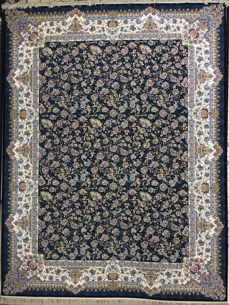 فرش 1200 شانه نقشه افشان مروارید زمینه سرمه ای