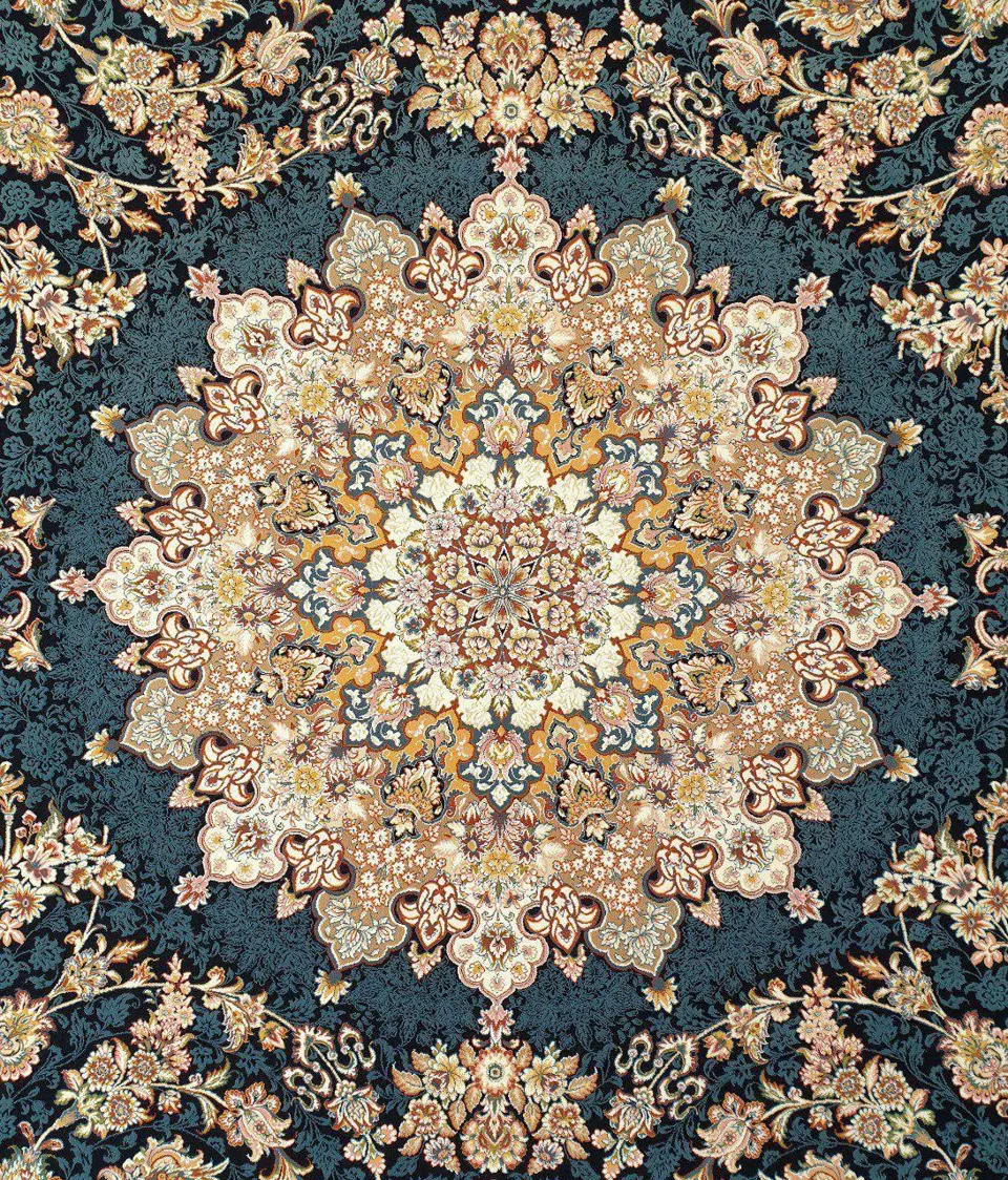 فرش 1200 شانه گل برجسته نقشه مه گل زمینه سرمه ای