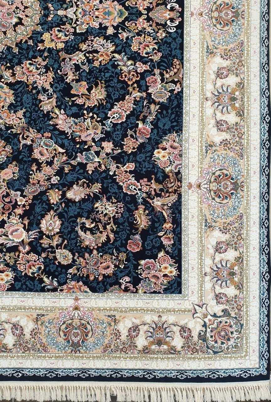 فرش ماشینی گلشن سرمه ای