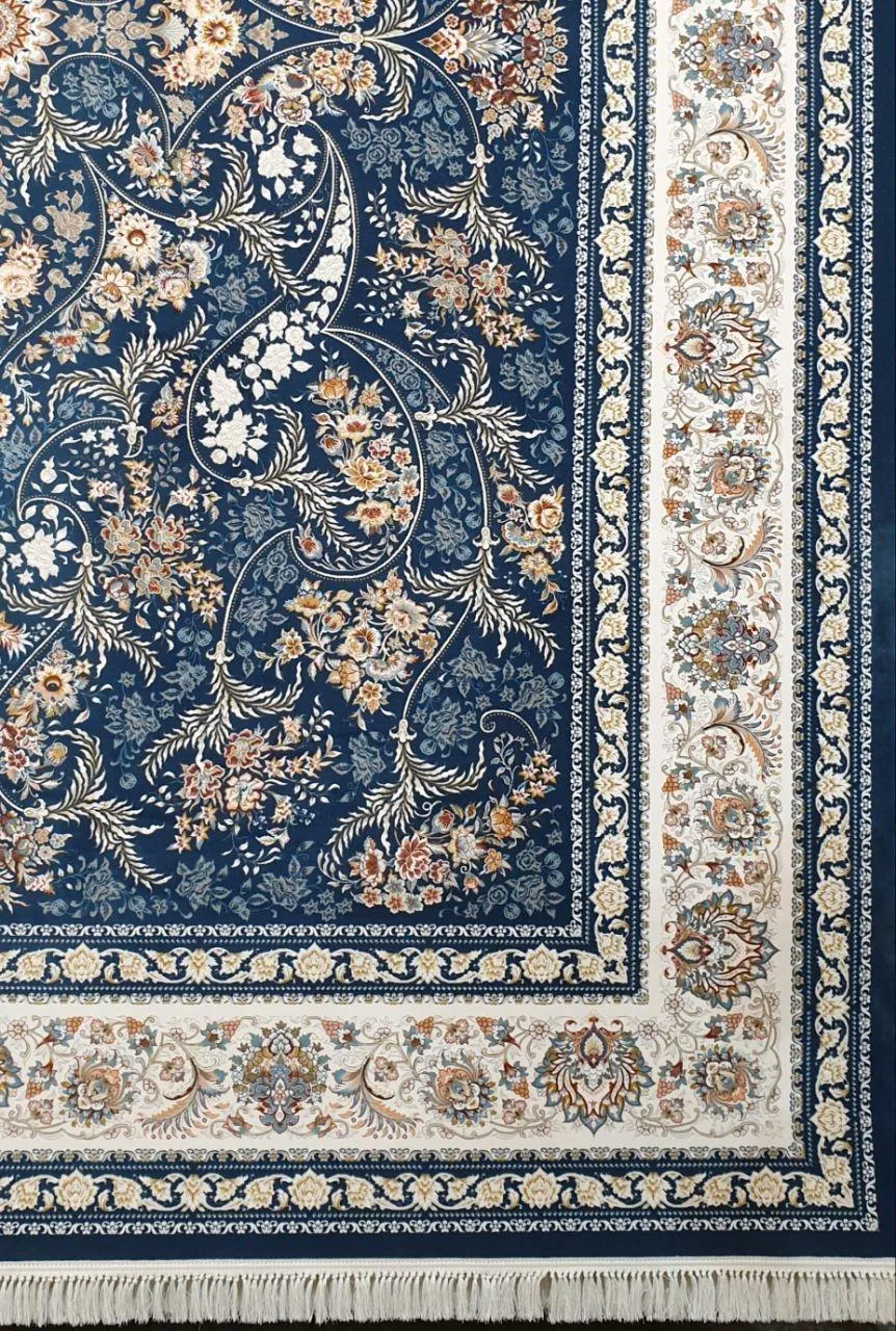 فرش ماشینی زمینه آبی