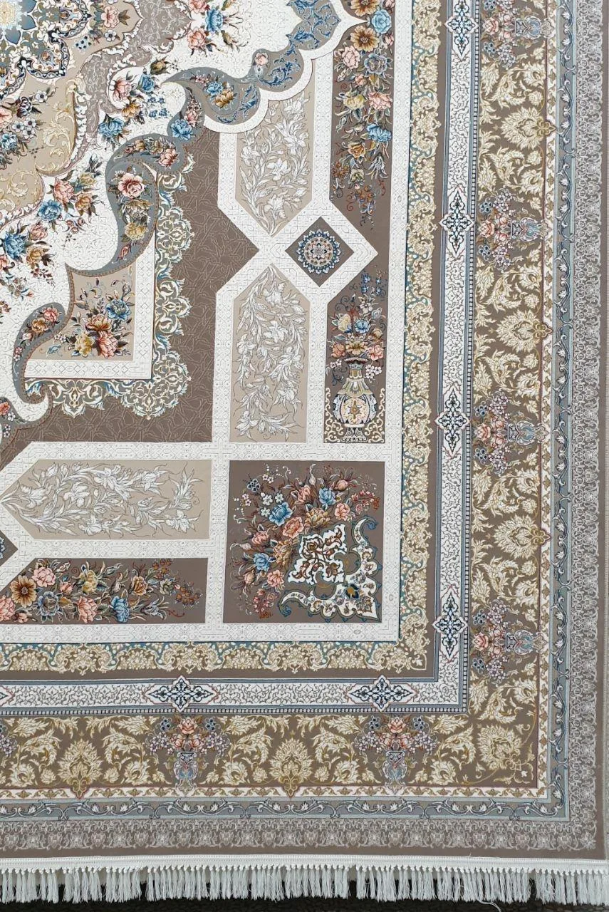 فرش ماشینی زمینه نسکافه ای