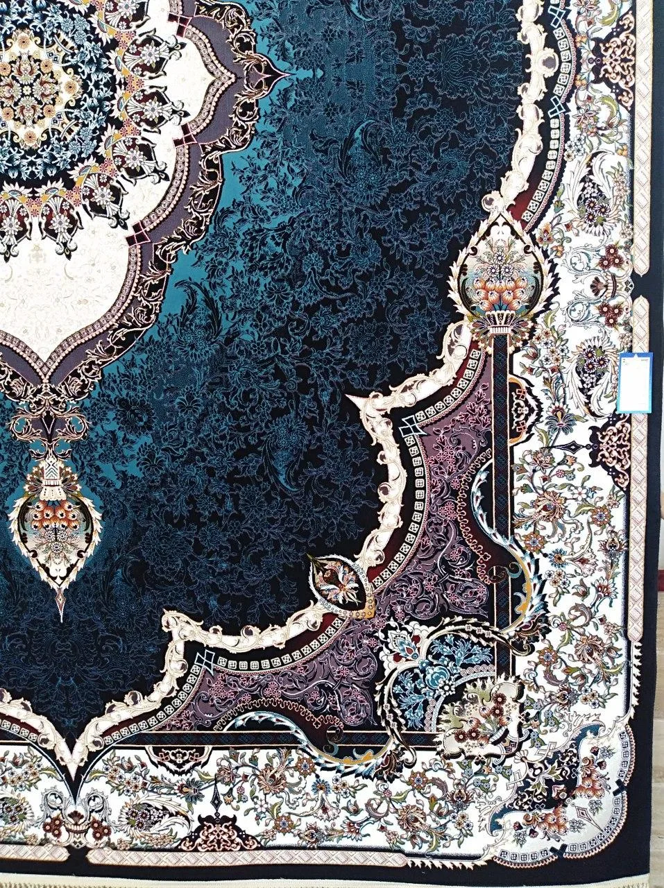فرش 1000 شانه نقشه تاج محل زمینه سرمه ای