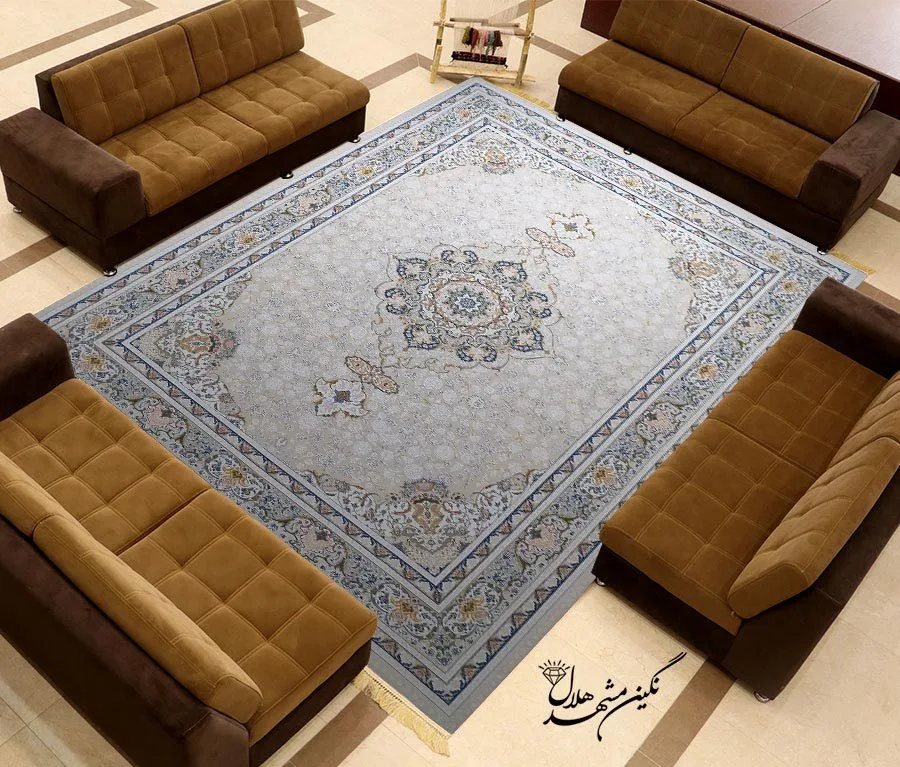 فرش 1500 شانه گل برجسته نقشه درسا کد 15004 زمینه کرم