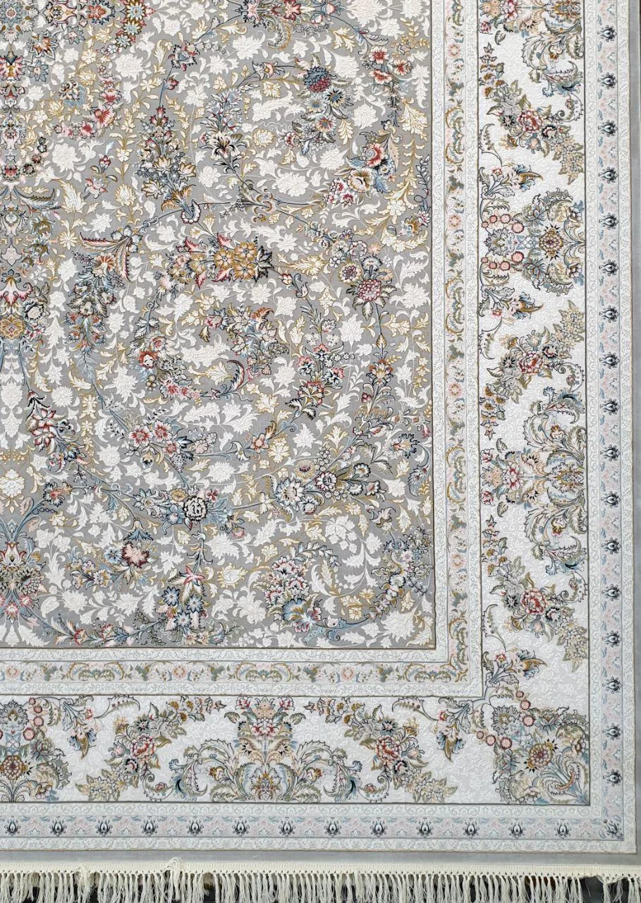 فرش گل گندم زمینه طوسی