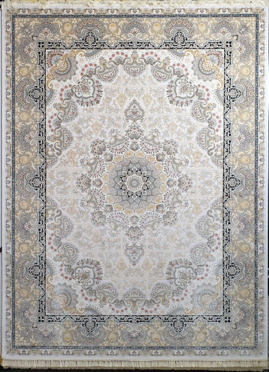 فرش 1200 شانه لایت نقشه روژان زمینه نقره ای