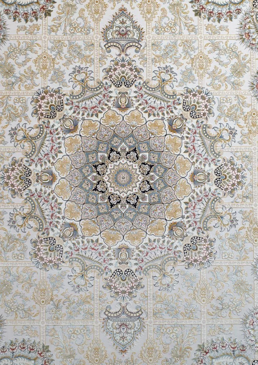 فرش 1200 شانه لایت نقشه روژان زمینه نقره ای