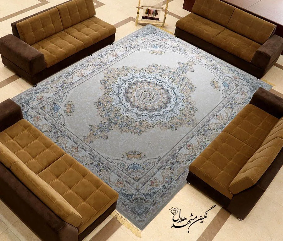 فرش 1500 شانه گل برجسته نقشه رایحه کد 15005 زمینه کرم