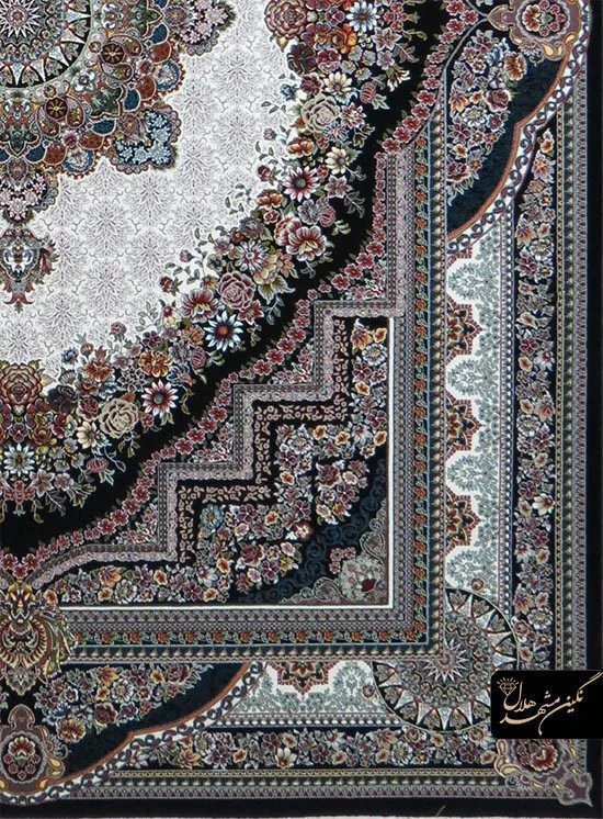 فرش 700 شانه نقشه بهشت کد 12005 زمینه سرمه ای