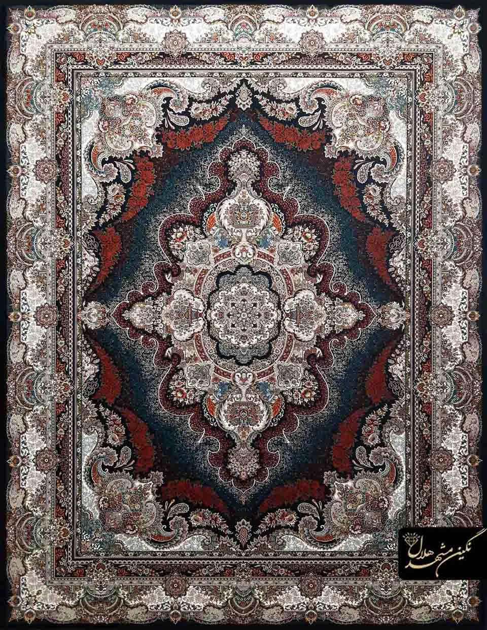 فرش 700 شانه نقشه ستاره کد 12007 زمینه سرمه ای
