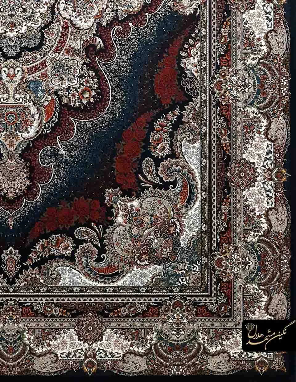 فرش 700 شانه نقشه ستاره کد 12007 زمینه سرمه ای