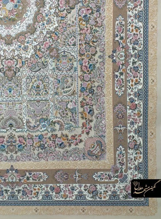 فرش 1200 شانه گل برجسته نقشه خانه رویایی کد 7115 زمینه کرم