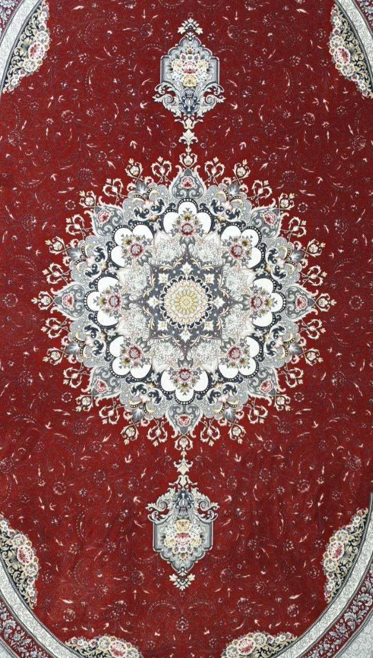 فرش 1200 شانه برجسته نقشه بوستان زمینه لاکی