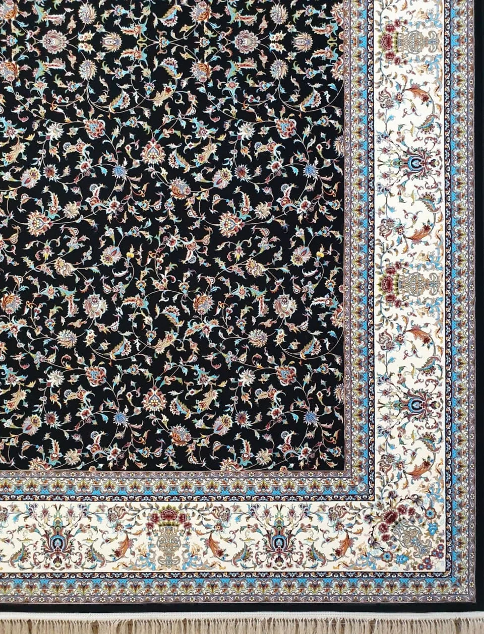 فرش 1200 شانه نقشه افشان هما زمینه سرمه ای
