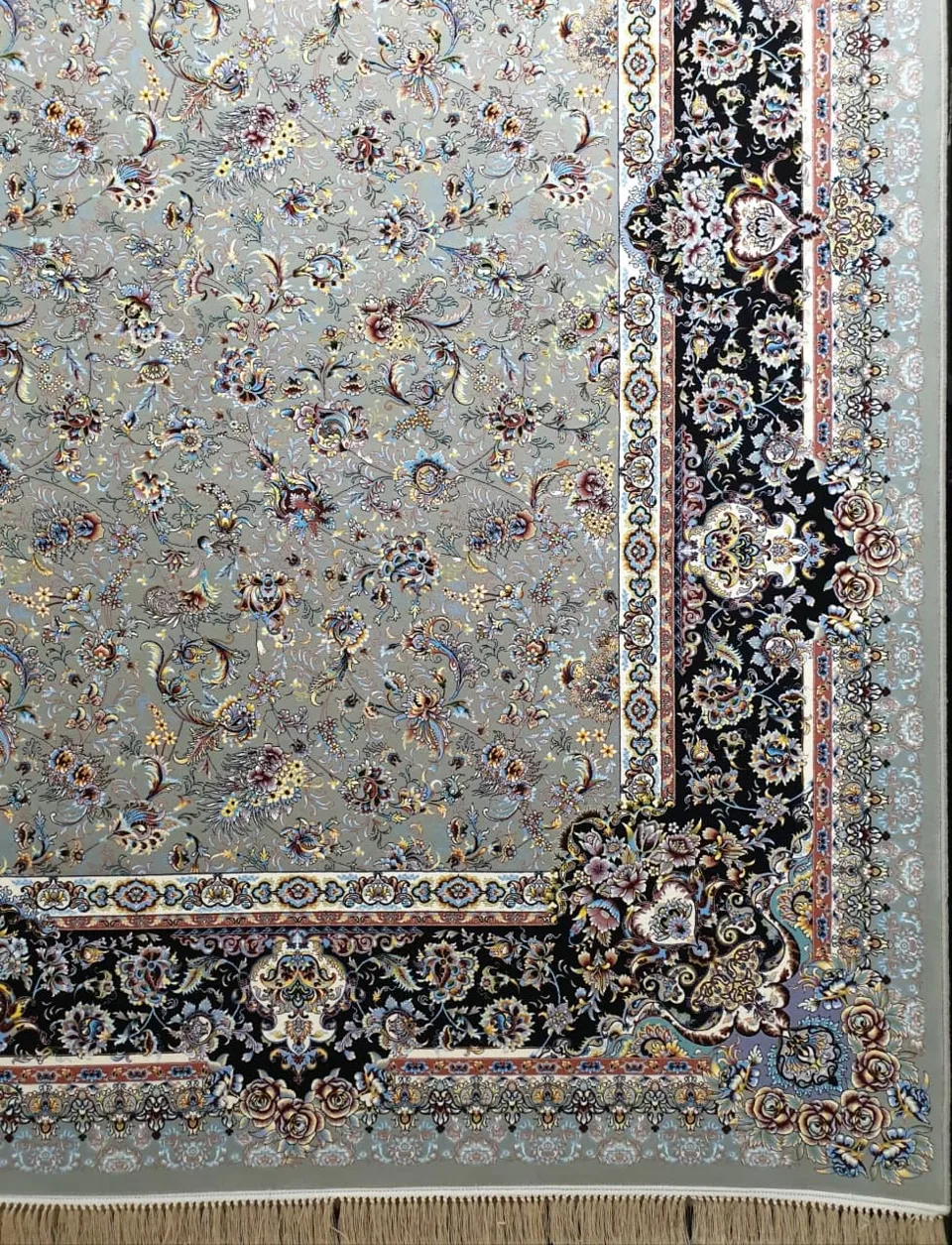 فرش 1200 شانه نقشه افشان مروارید زمینه ترمه ای