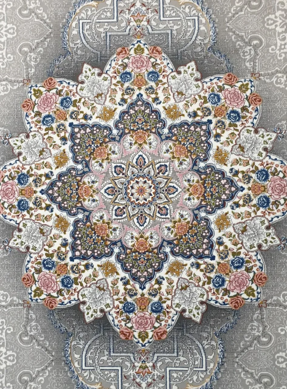 فرش 700 شانه برجسته نقشه پریا زمینه نقره ای