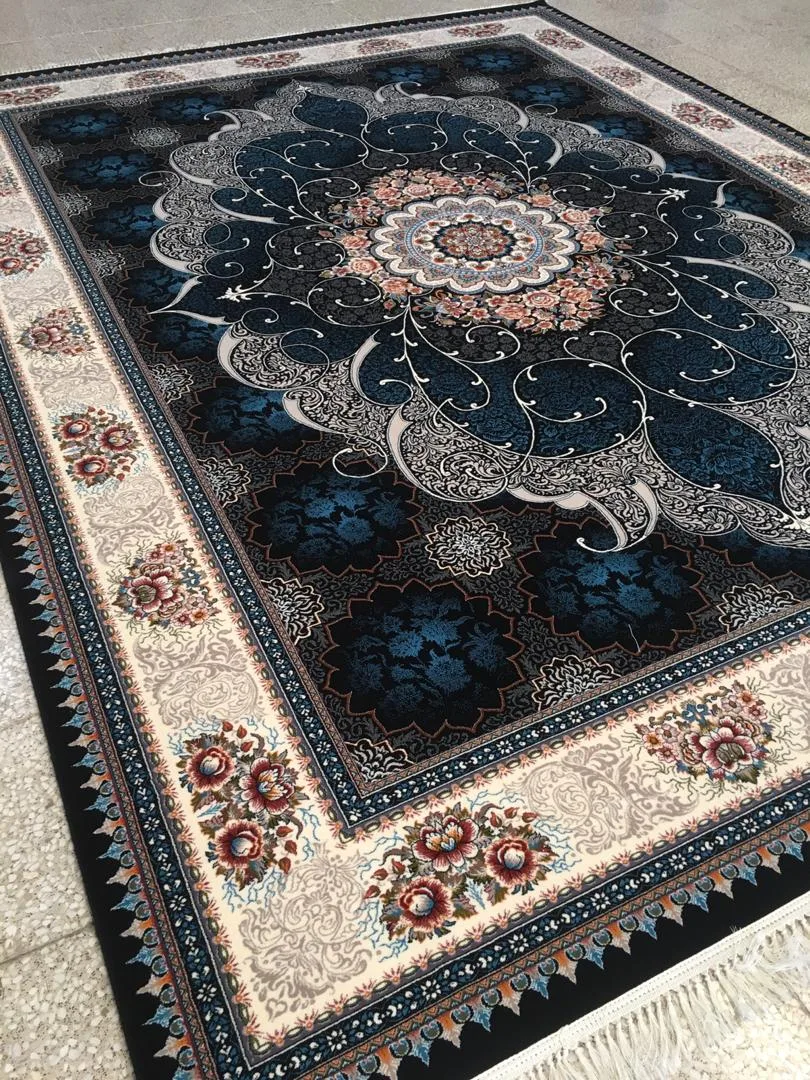 فرش 700 شانه نقشه چکاوک زمینه سرمه ای بافت ممتاز