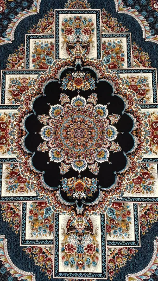 فرش 700 شانه نقشه ناردون زمینه سرمه ای بافت ممتاز