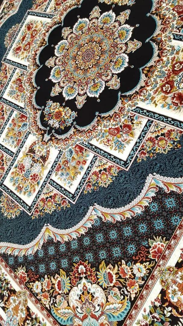 فرش 700 شانه نقشه ناردون زمینه سرمه ای بافت ممتاز