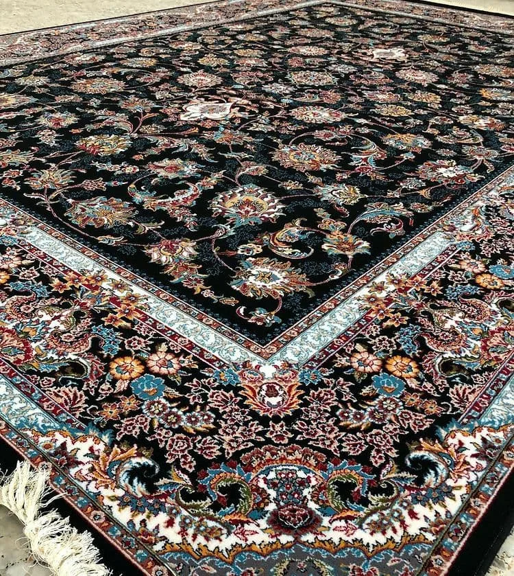 فرش 700 شانه نقشه افشان دلربا زمینه سرمه ای - پلی استر