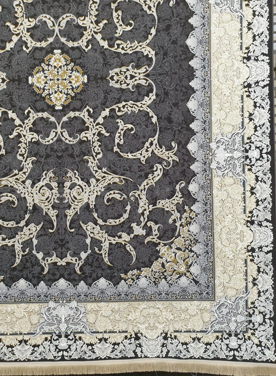فرش 1200 شانه برجسته نقشه آرمان زمینه ذغالی