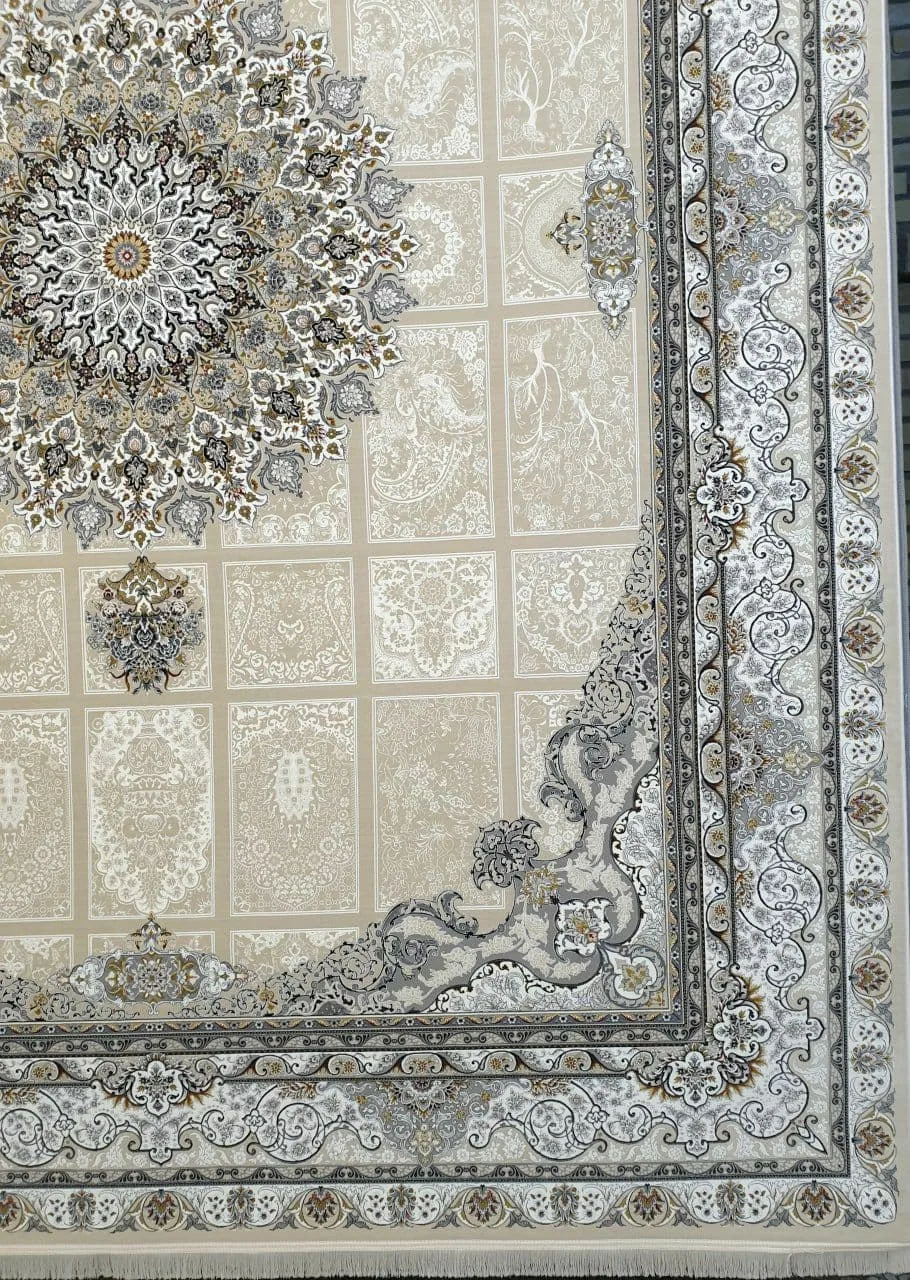 فرش 1200 شانه برجسته نقشه آوینا زمینه بژ