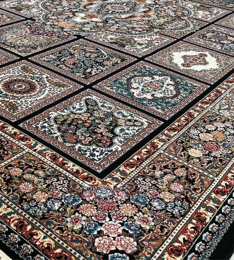 فرش 700 شانه نقشه کژال زمینه سرمه ای - پلی استر