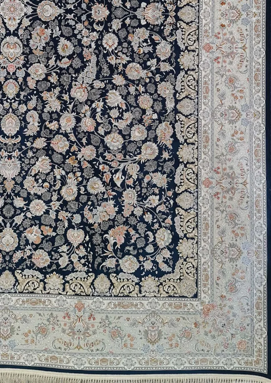 فرش 1500 شانه برجسته نقشه آرشان زمینه سرمه ای