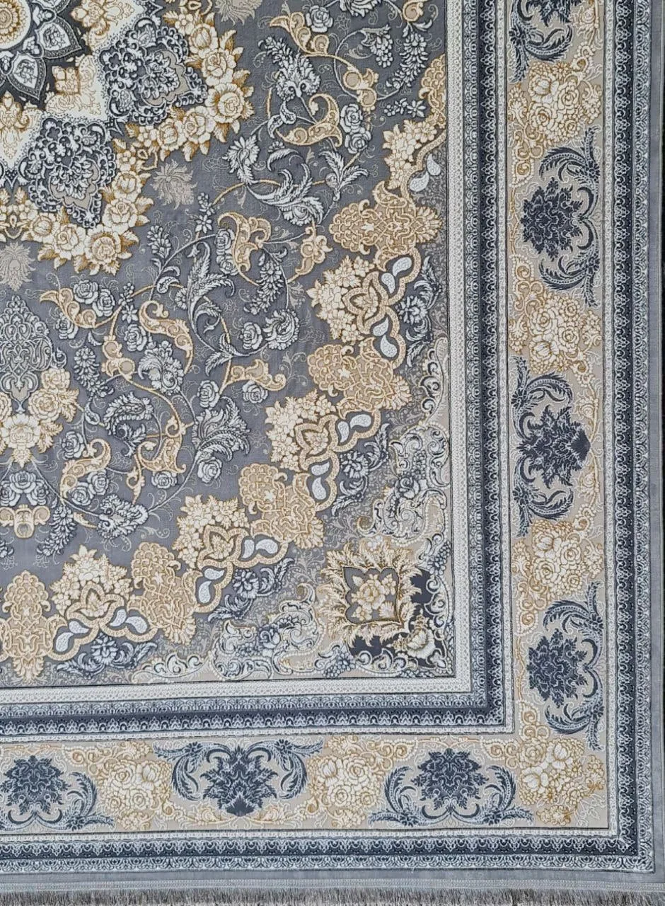فرش 700 شانه برجسته نقشه میخک زمینه سیلور