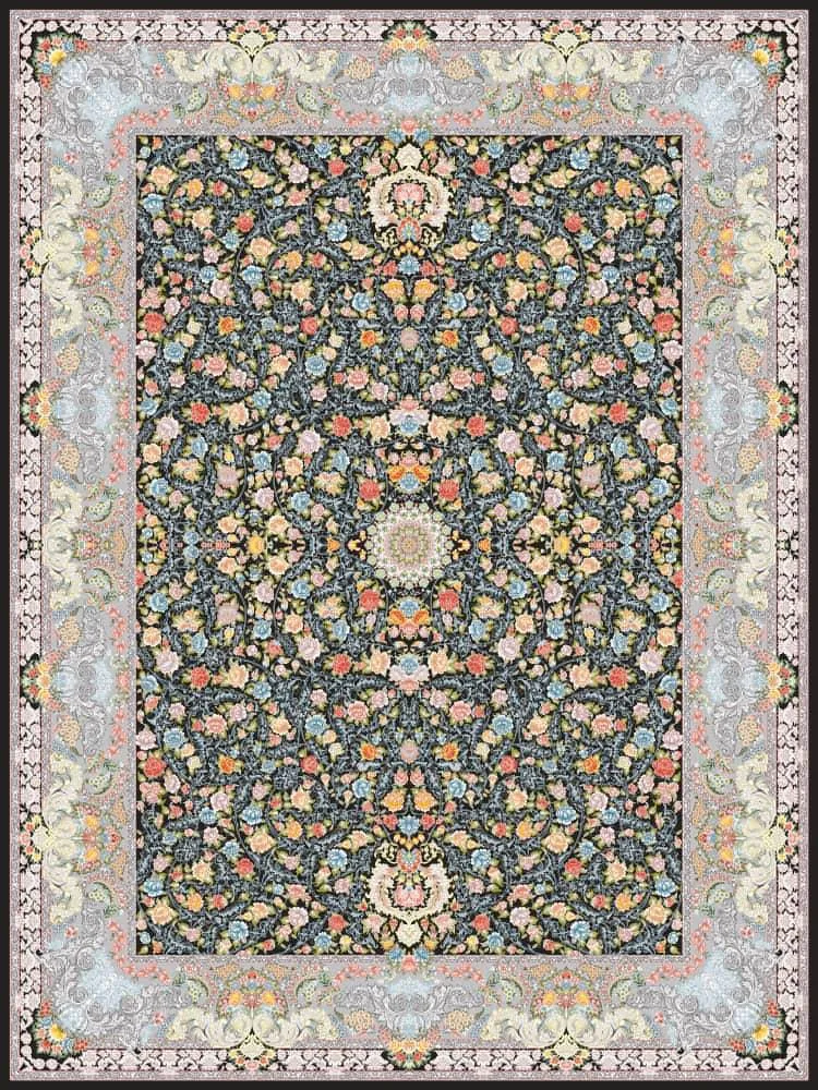 فرش 1000 شانه نقشه اریکا زمینه سرمه ای