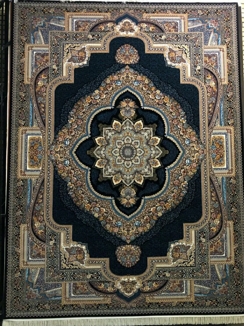 فرش 700 شانه نقشه باغ معلق زمینه سرمه ای