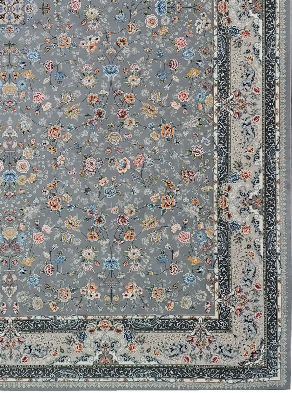فرش 1200 شانه نقشه افشان کیمیای سعادت زمینه نقره ای