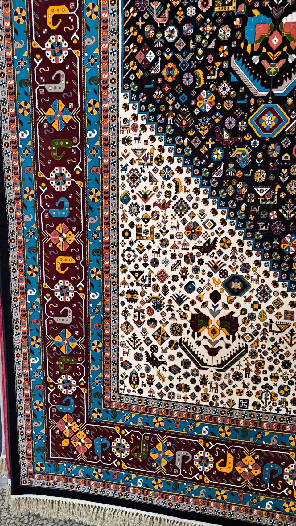 فرش 1000 شانه نقشه نارنج زمینه سرمه ای