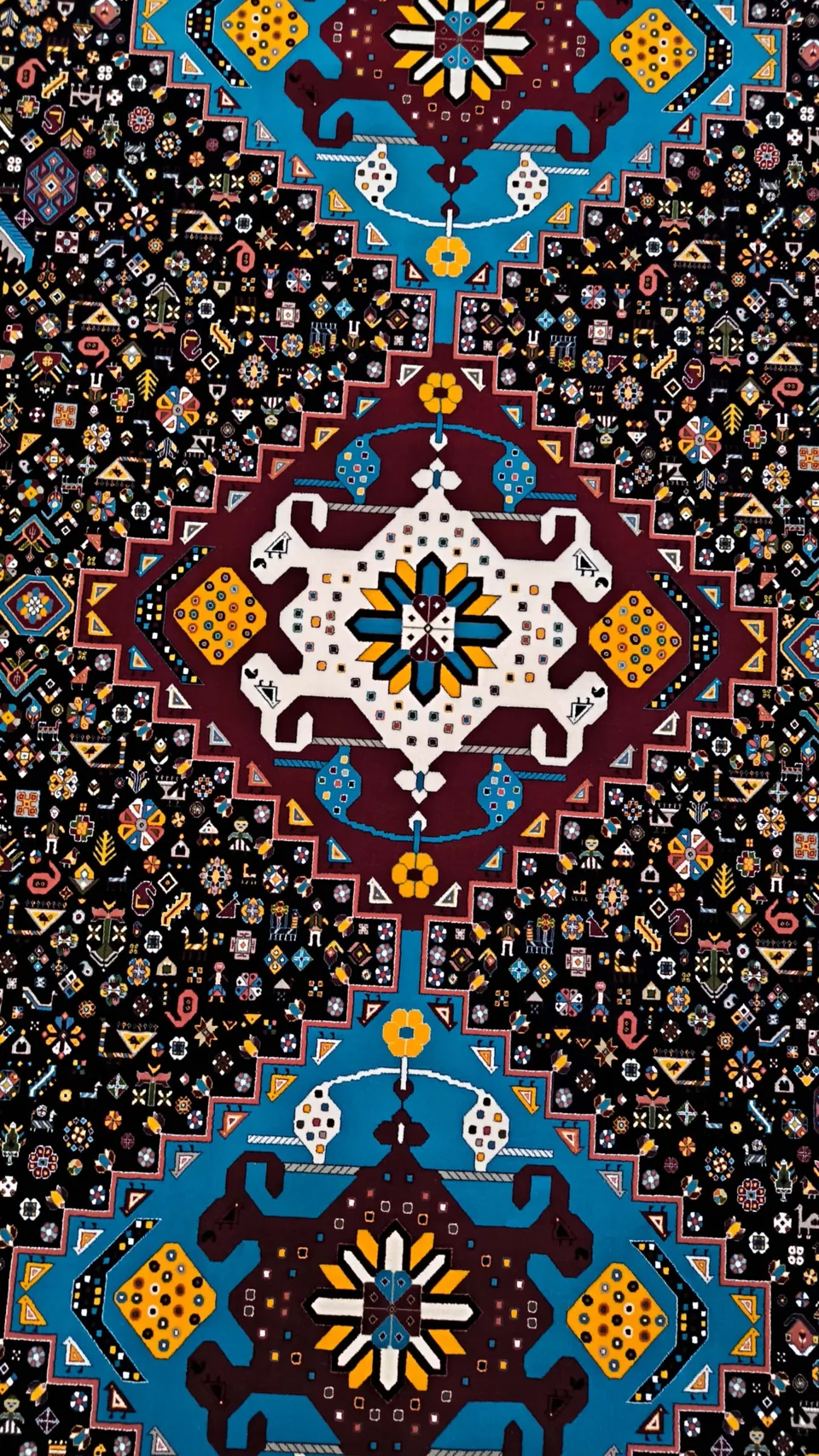 فرش 1000 شانه نقشه نارنج زمینه سرمه ای