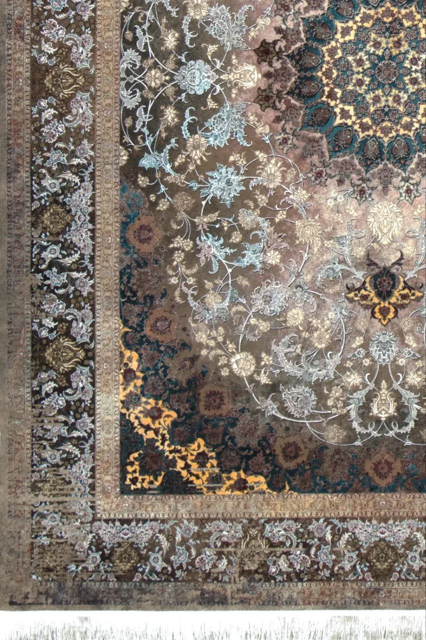فرش 1500 شانه نقشه وینتیج روشا زمینه نسکافه ای از نمای گوشه
