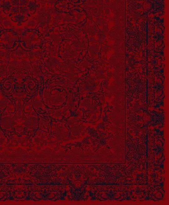 فرش 1200 شانه نقشه افشان ستین زمینه لاکی از نمای گوشه