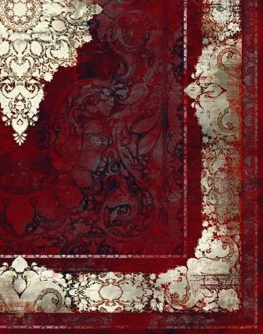 فرش 1200 شانه نقشه ریما زمینه لاکی سفید از نمای گوشه