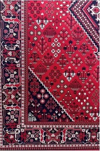 فرش ۱۲۰۰ شانه نقشه جوشقان زمینه لاکی