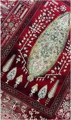 فرش ۱۲۰۰ شانه نقشه وینتیج درختی زمینه لاکی