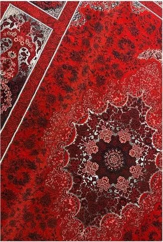 فرش ۱۲۰۰ شانه نقشه نورا زمینه لاکی نقره ای