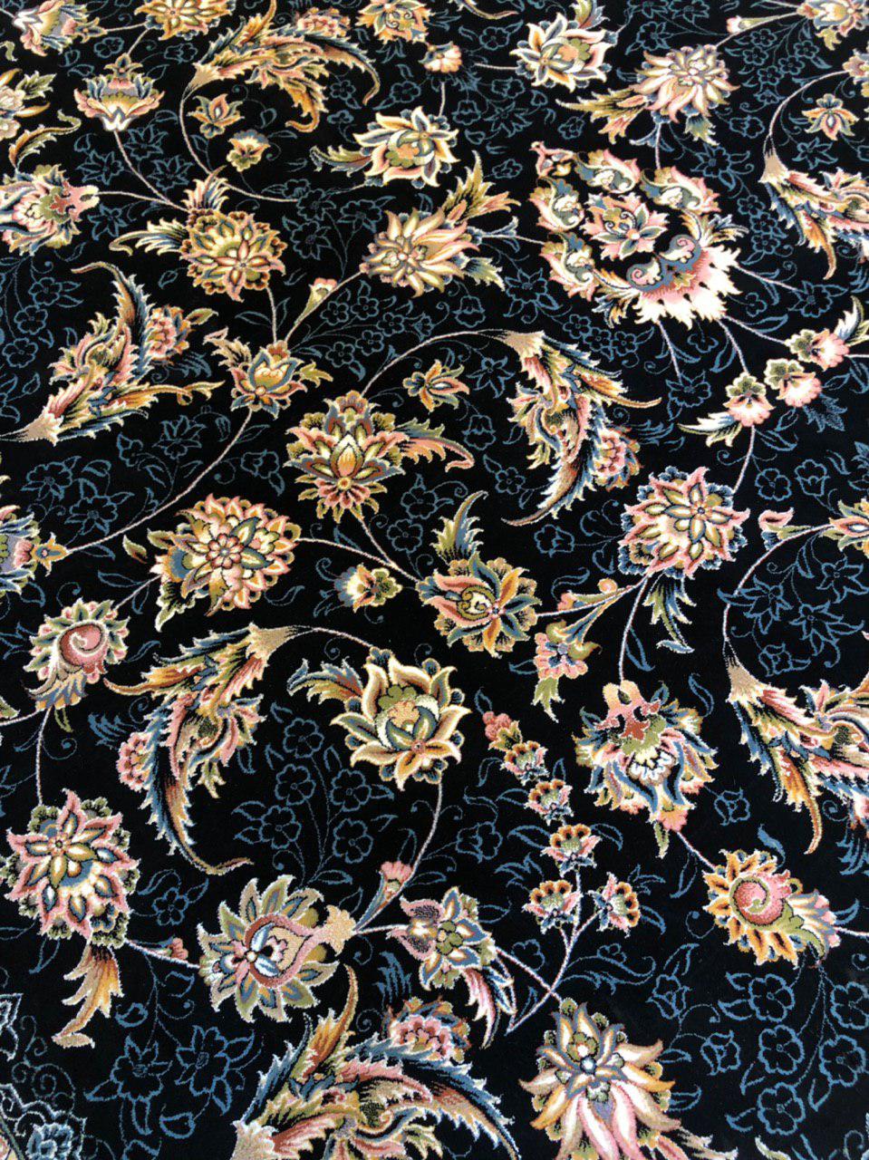 فرش 700 شانه گل برجسته نقشه افشان شهریار سرمه ای حاشیه سرمه ای 2