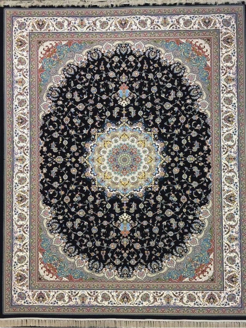 فرش 1200 شانه نقشه اصفهان زمینه سرمه ای