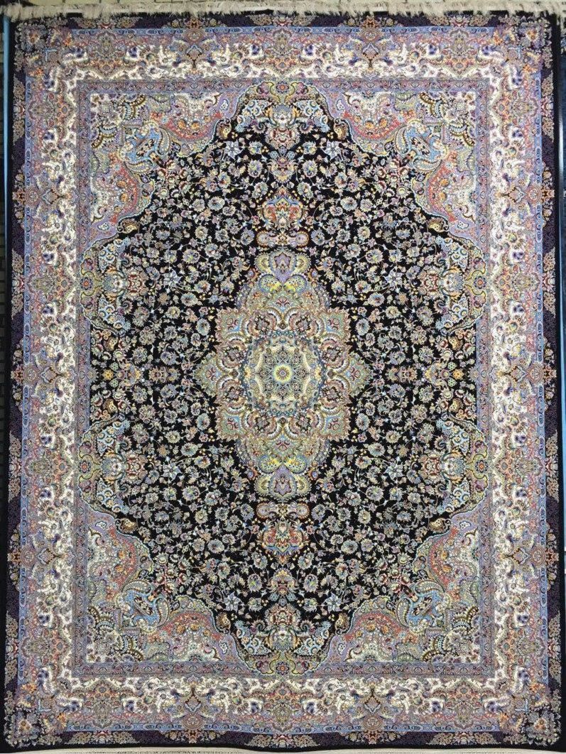 فرش 1200 شانه نقشه الینا زمینه سرمه ای