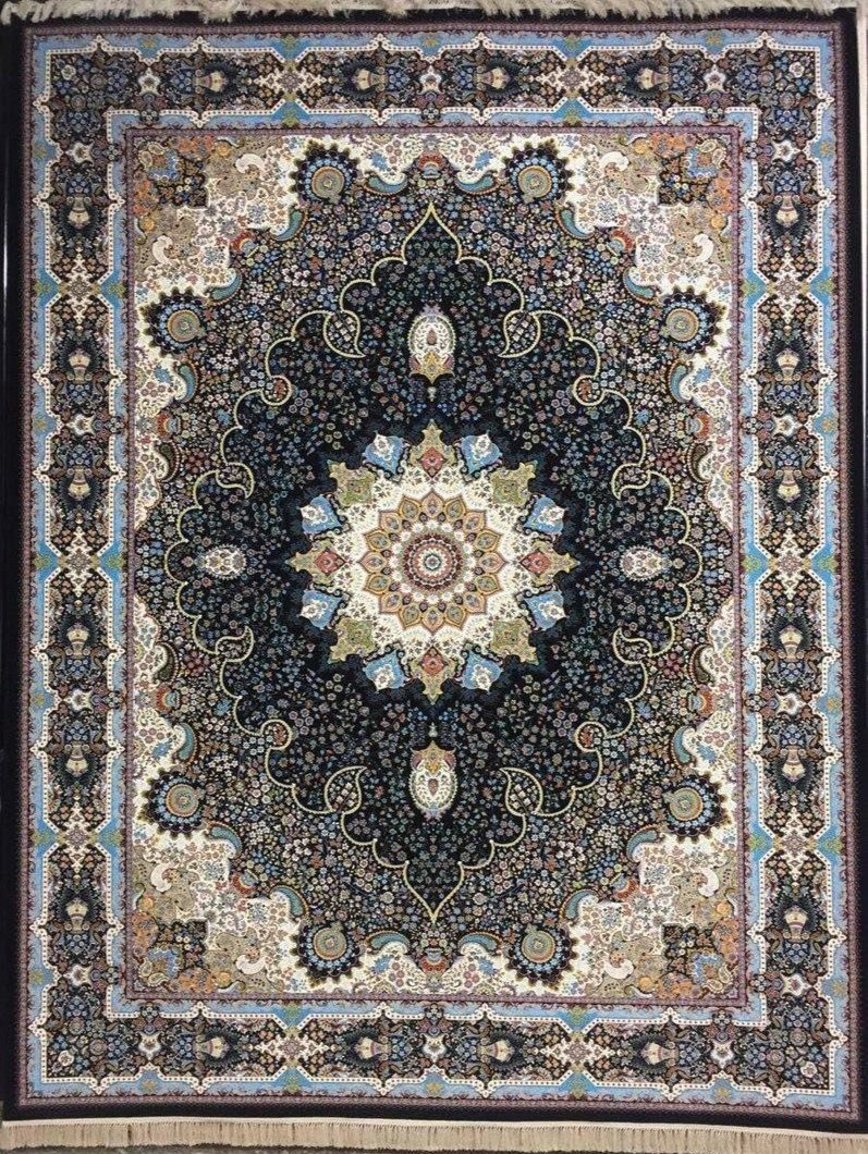 فرش 1200 شانه نقشه خاتون زمینه سرمه ای