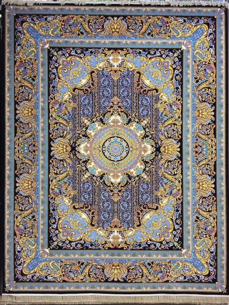 فرش 1200 شانه نقشه سلطان زمینه سرمه ای